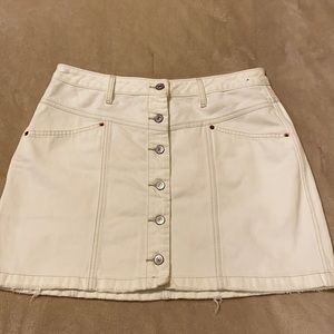 Abercrombie & Fitch Natural Rise Button Up White Jean Skirt